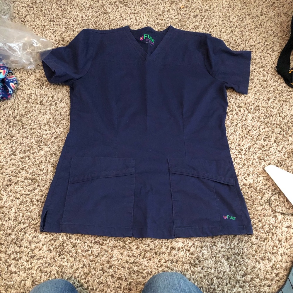 Urbane navy blue women’s scrub top